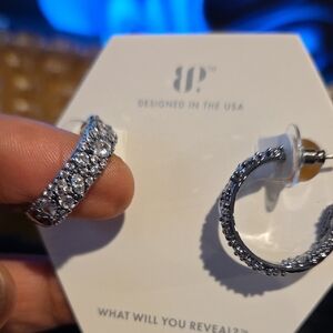 Sparkling Silver Crystal Hoop Earrings